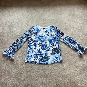 Talbots Blue Floral Blouse - Size Small